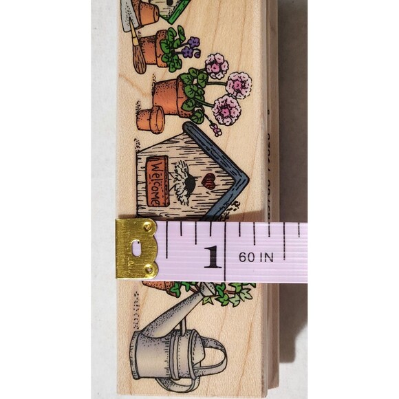 Birdhouse Border Garden Flower Water Can Hero Arts Rubber Stamp 1996 USA Unused - Picture 7 of 7